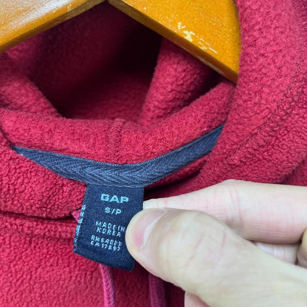 Vintage 90s Gap Fleece Hoodie Small Red Y2K - Picture 4 of 9